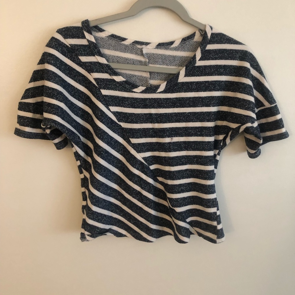 White and blue stripped cropped top